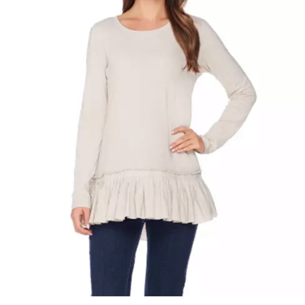 LOGO•NWOT Lori Goldstein Cotton Slub Knit Top